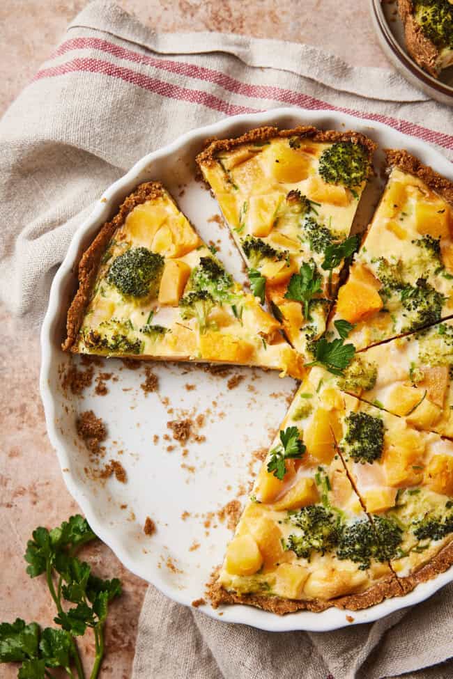 Pompoenquiche met broccoli