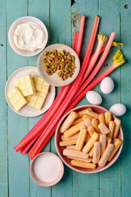 Ingredienten voor rabarber tiramisu