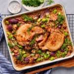 Karbonade met spelt en rabarber