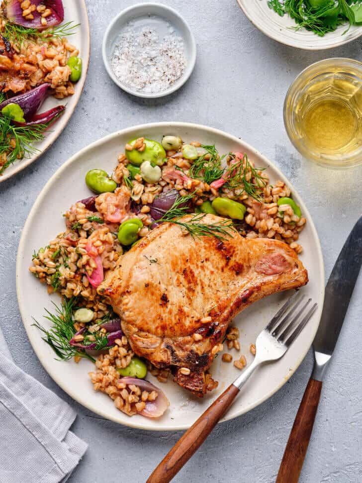 Karbonade recept met spelt en rabarber