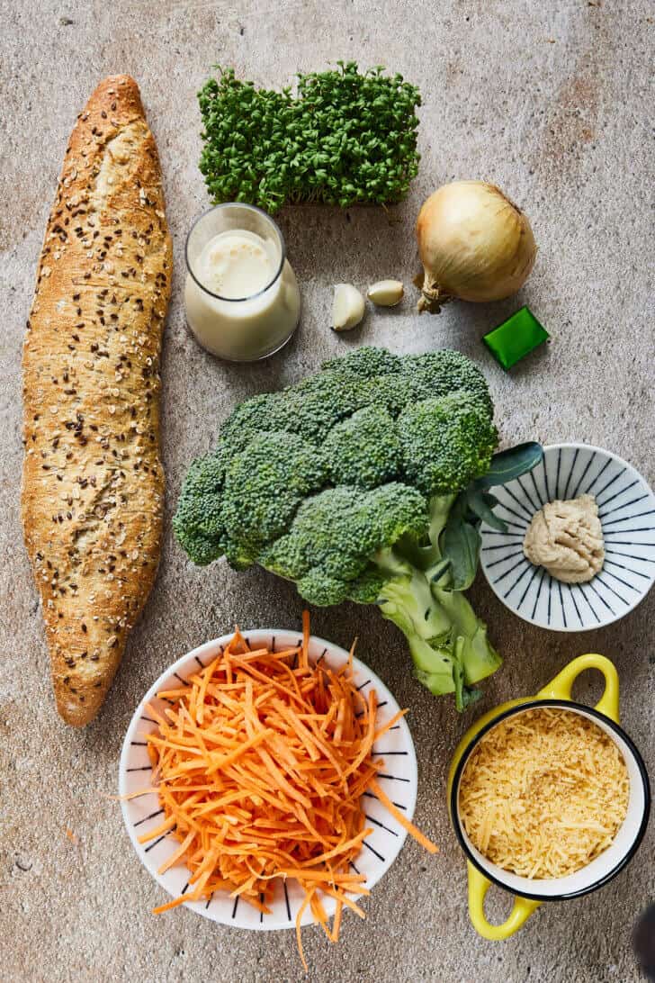 Ingredienten voor de broccolisoep met kaas