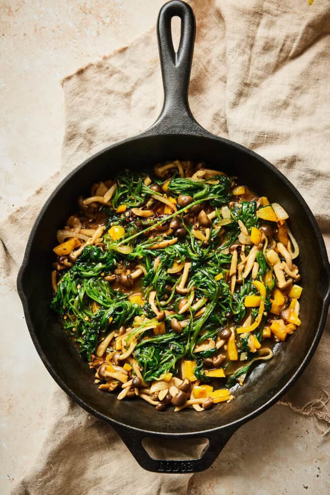 Postelein recept met paddenstoelen