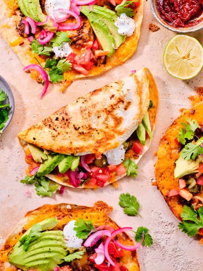 Smashed tortilla burger