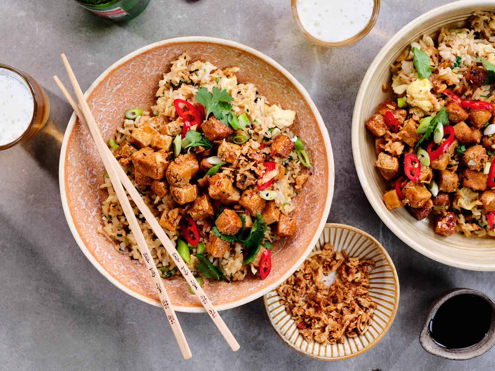 Sticky Tofu met gebakken rijst