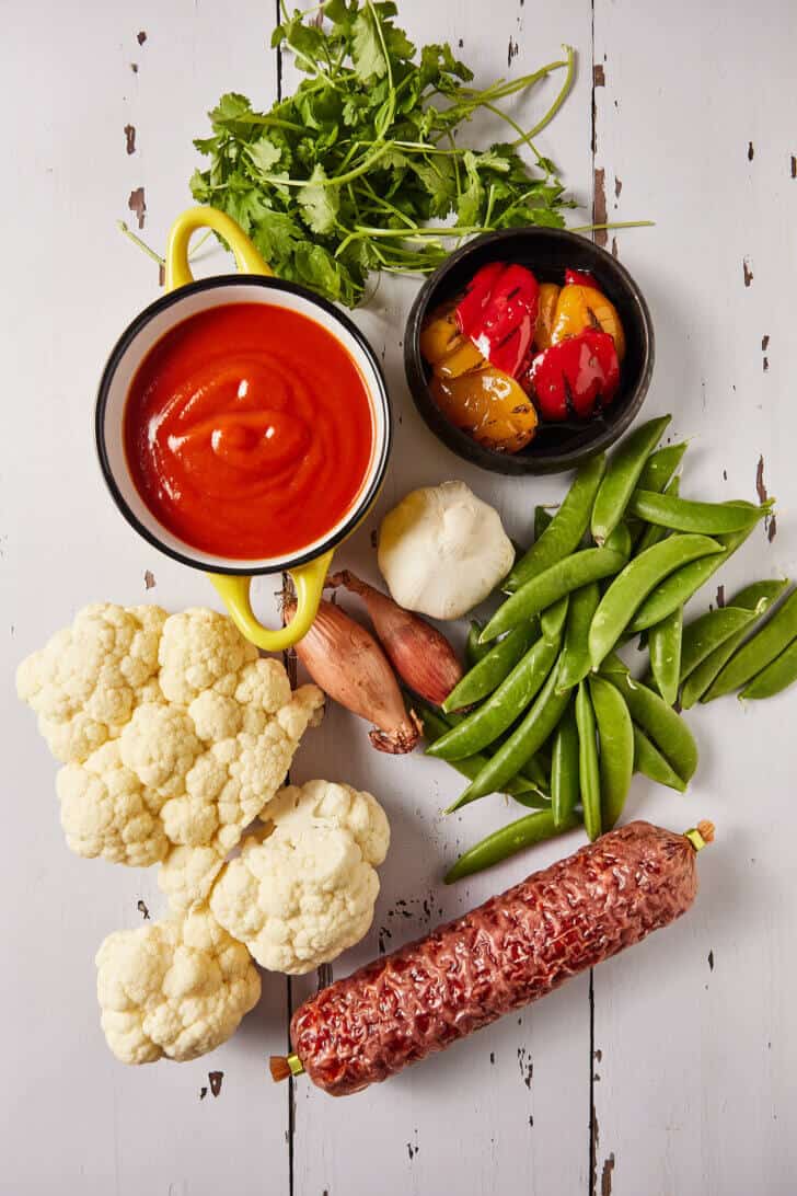 bloemkoolrijst met chorizo ingredienten