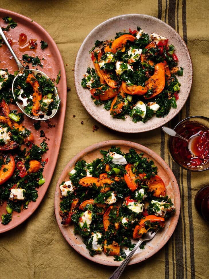 Winterse boerenkoolsalade met pompoen