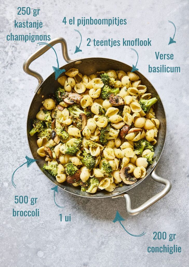 Ingredienten voor vegetarische pasta pesto
