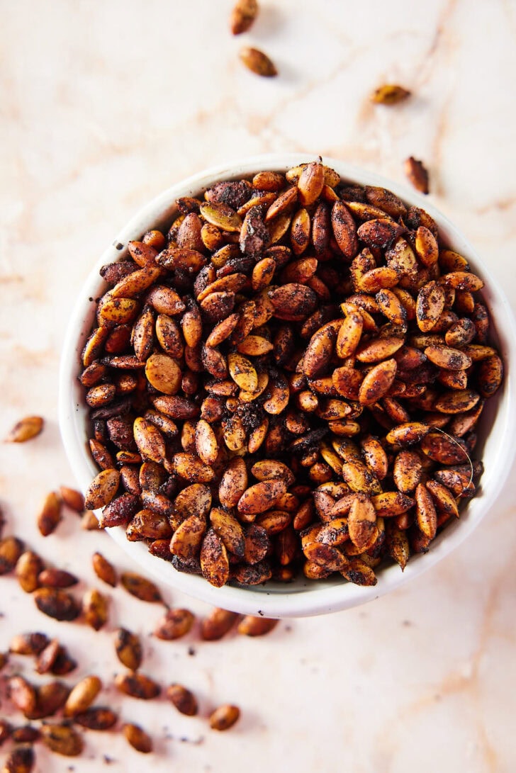 Pittig geroosterde pompoenpitjes