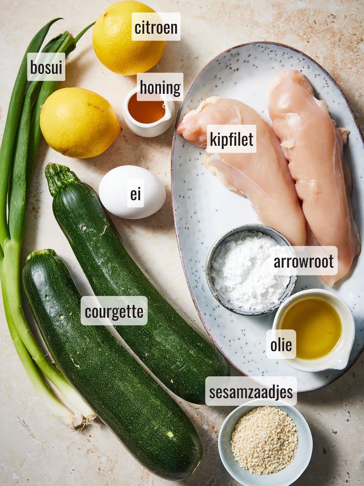 Ingredienten voor de zoetzure kip