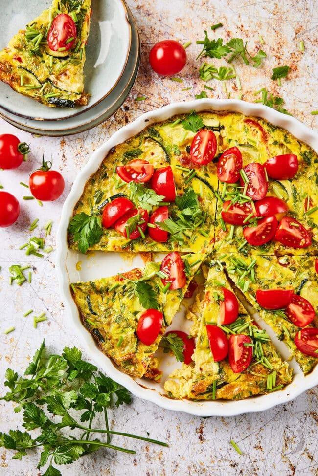 Courgettequiche met tomaatjes