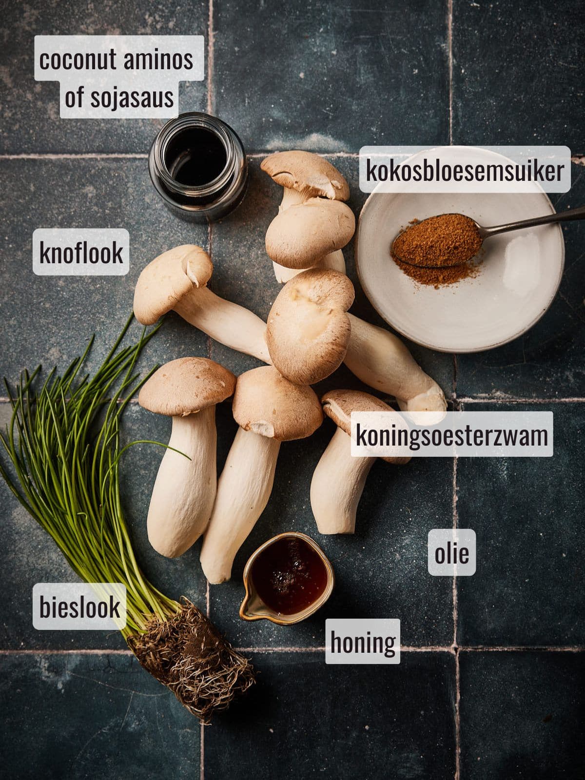 Ingredienten voor sticky koningsoesterzwam
