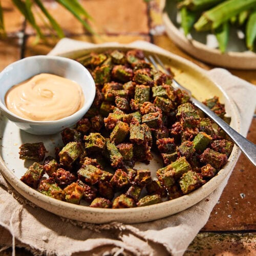 Gegrilde okra uit de airfryer