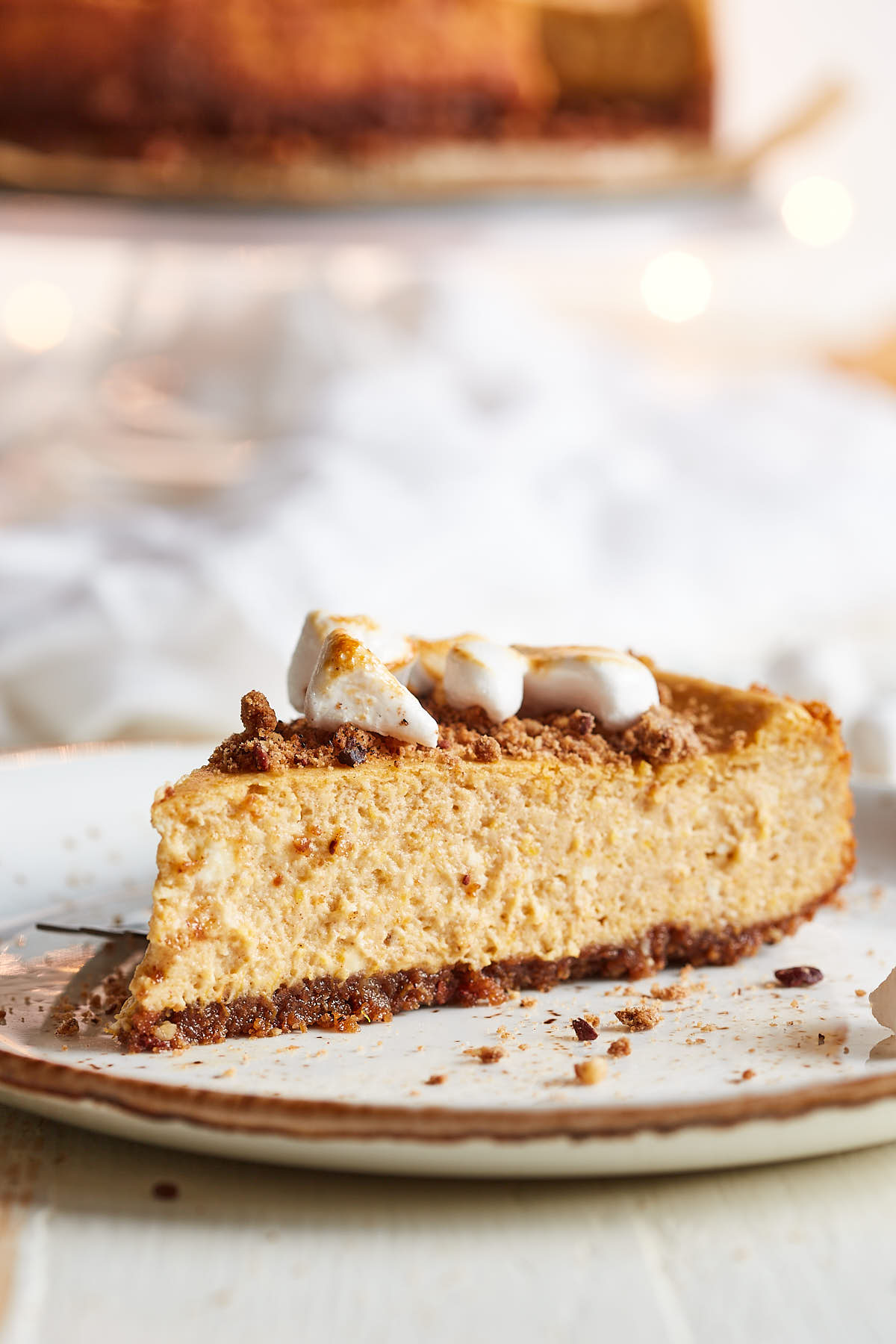 Pompoen cheesecake met gebrande marshmallows