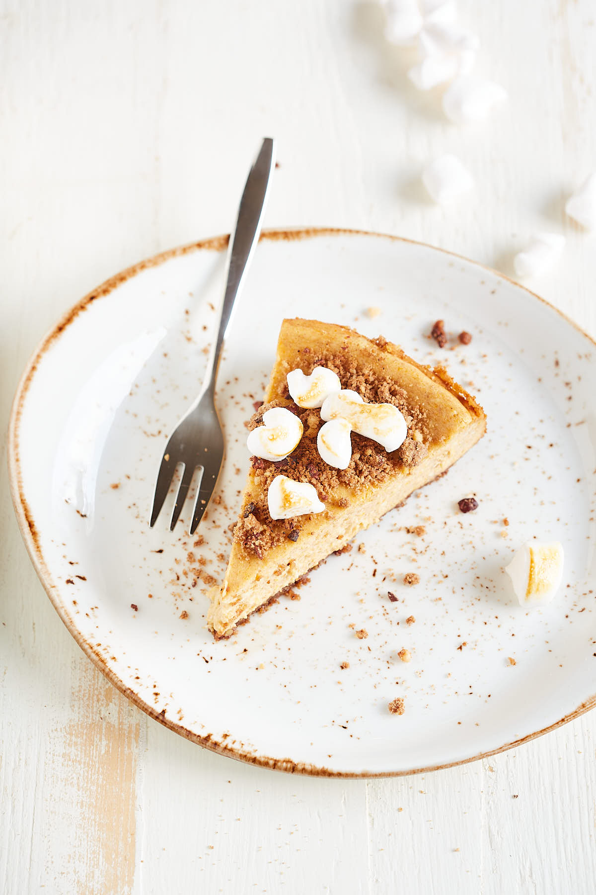 Pompoen cheesecake met gebrande marshmallows