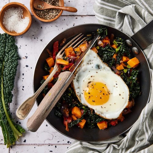 Zoete aardappel met palmkool