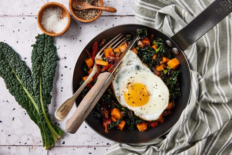 Zoete aardappel met palmkool