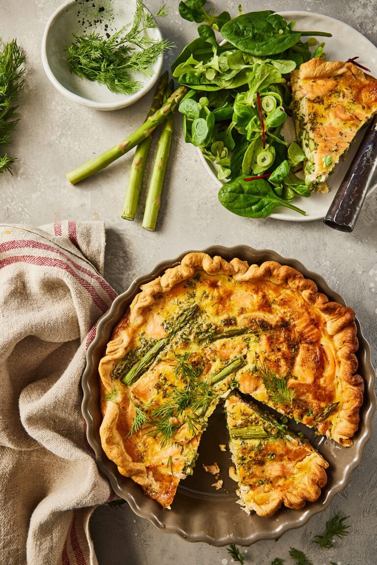 Quiche met zalm en asperges
