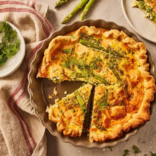 Quiche met zalm en asperges