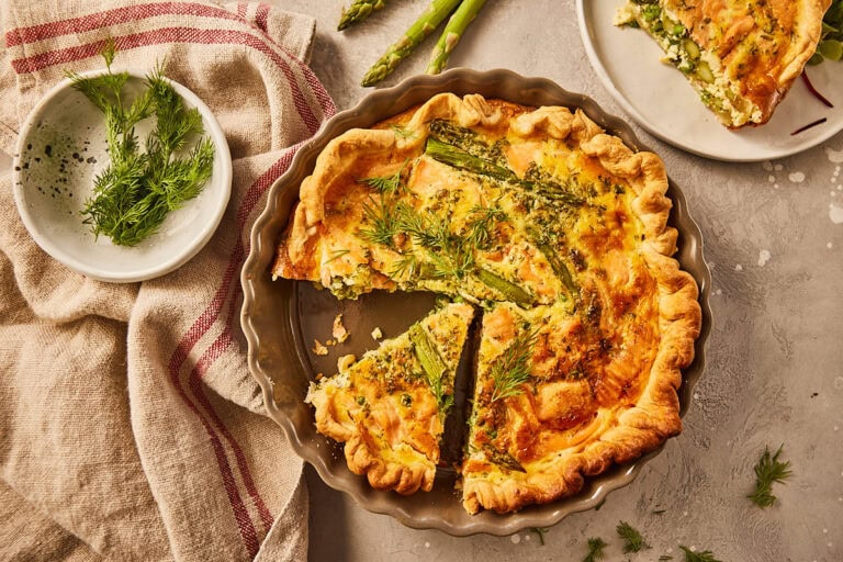 Quiche met zalm en asperges
