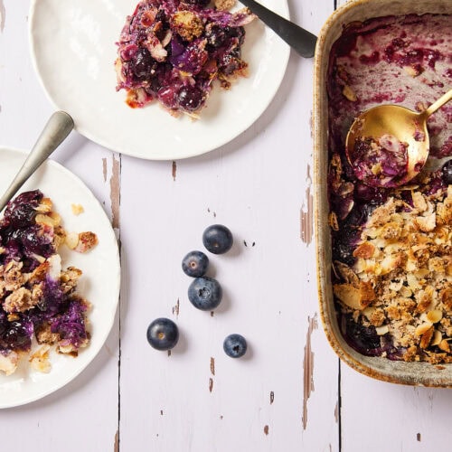 Blauwe bessen crumble