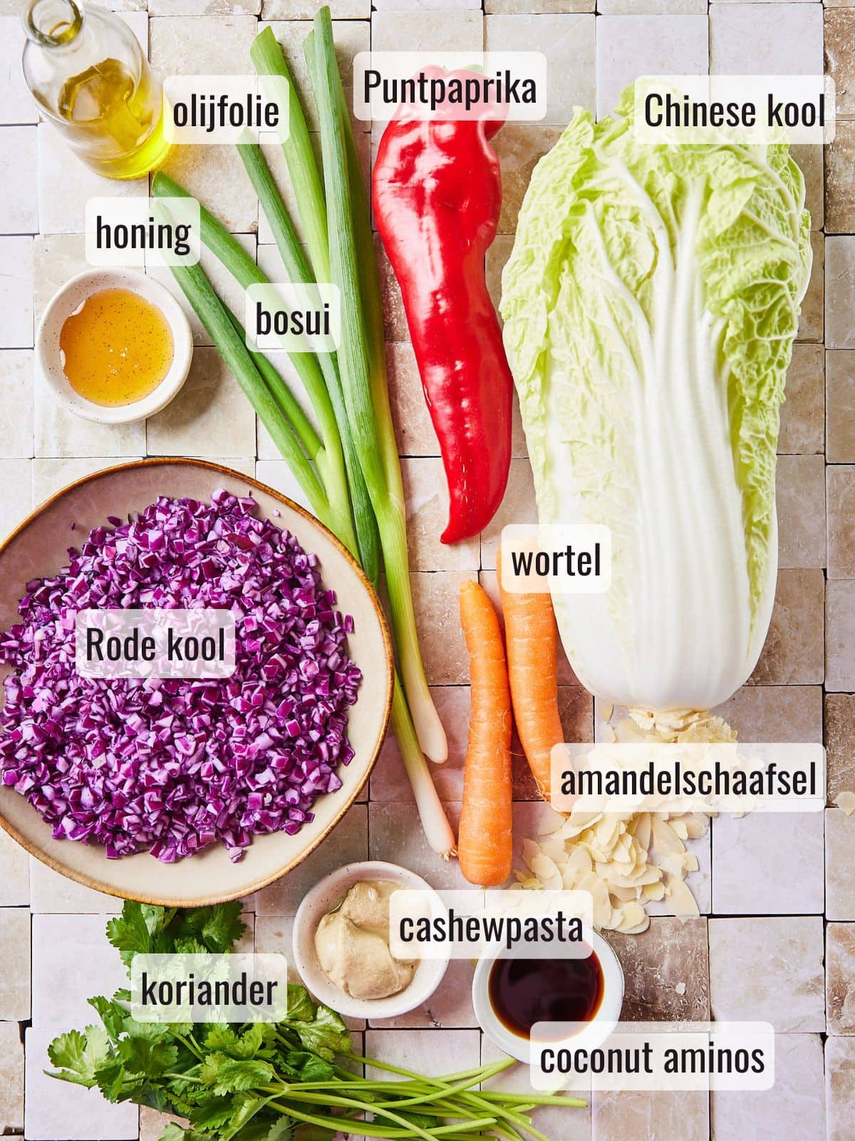Ingredienten chinese koolsalade