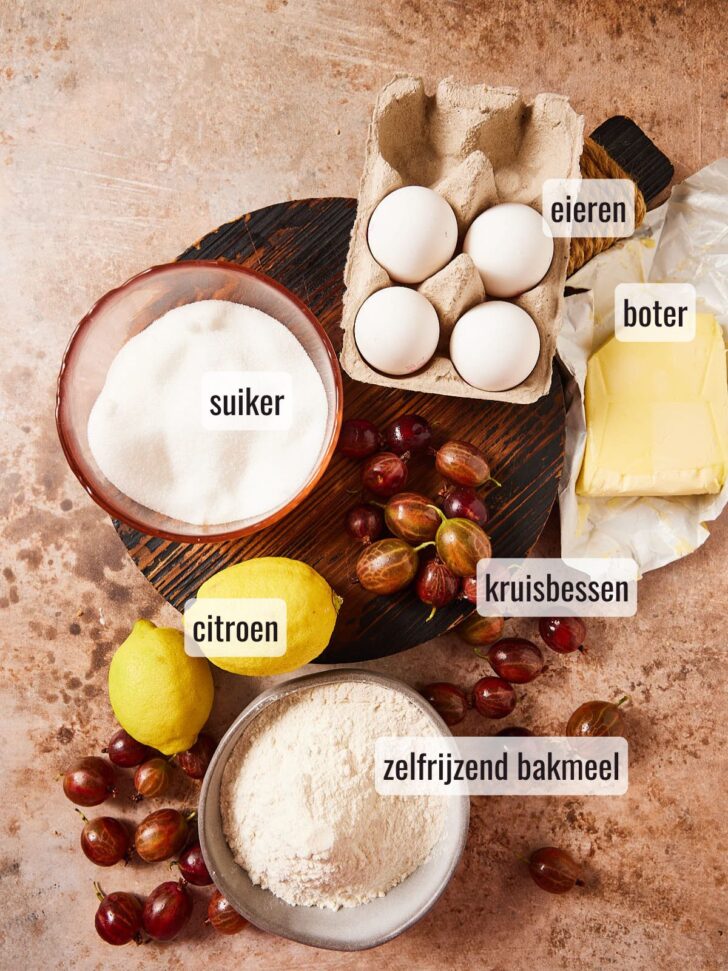 Ingredienten voor kruisbessencake