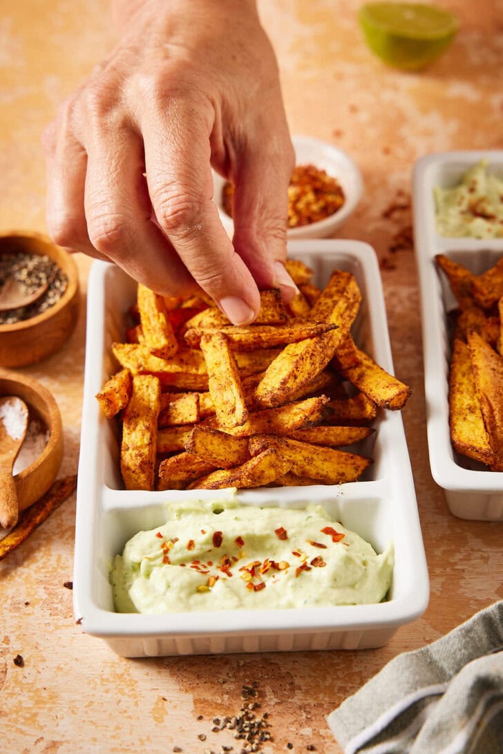 Zoete aardappelfrietjes uit de airfryer
