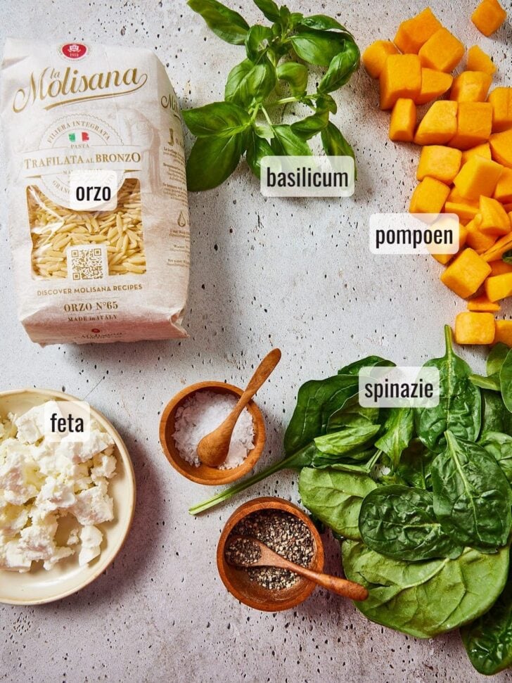 Ingredienten voor pompoen orzo